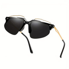 Men's Casual Sunglasses Outdoor Driving Anti-UV Leather Buckle Soft Bag