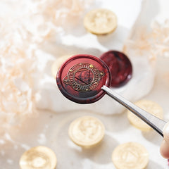 Brass Seal with Magical Bird Pattern - Ideal for Gift Wrapping and Invitations