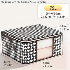1pc 50 75L Houndstooth Storage Bag Blanket Zipper Large Organizer Dustproof