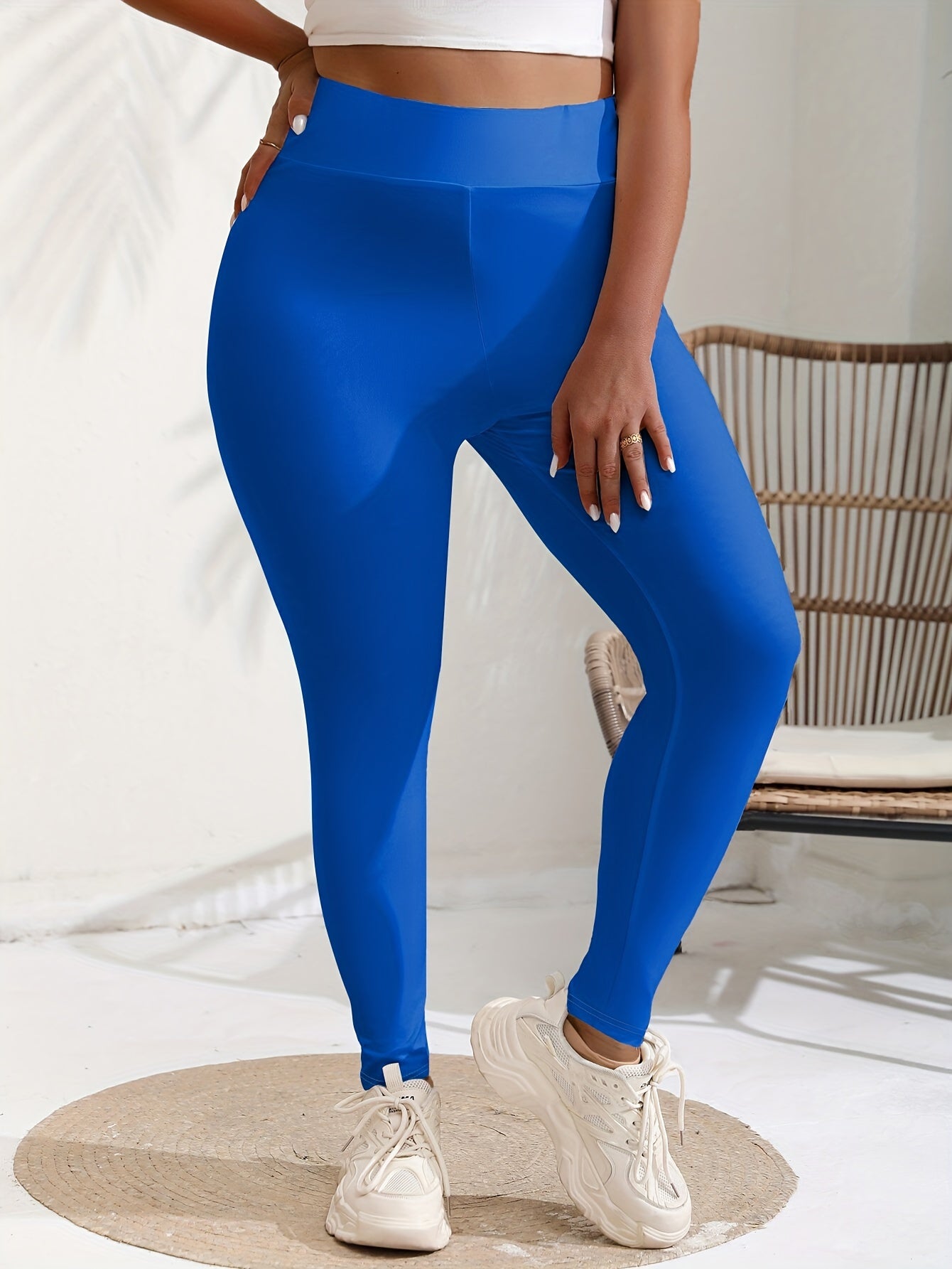  Solid High Rise Stretch Leggings
