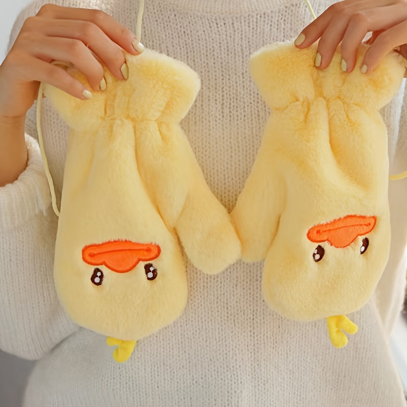 Thick Warm Gloves Mittens With Duck Pattern