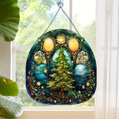 Christmas Tree Family Window Decoration Wall Hanging Retro