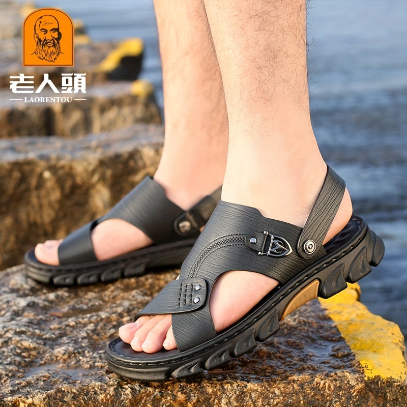 LAORENTOU Men's Non Slip Sandals Wear resistant Comfy Beach Shoes