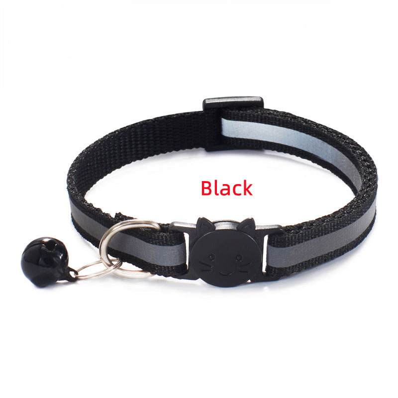 Reflective Pet Collar for Cats and Small Dogs, Safety Buckle, Bell