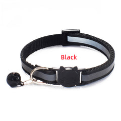 Reflective Pet Collar for Cats and Small Dogs, Safety Buckle, Bell
