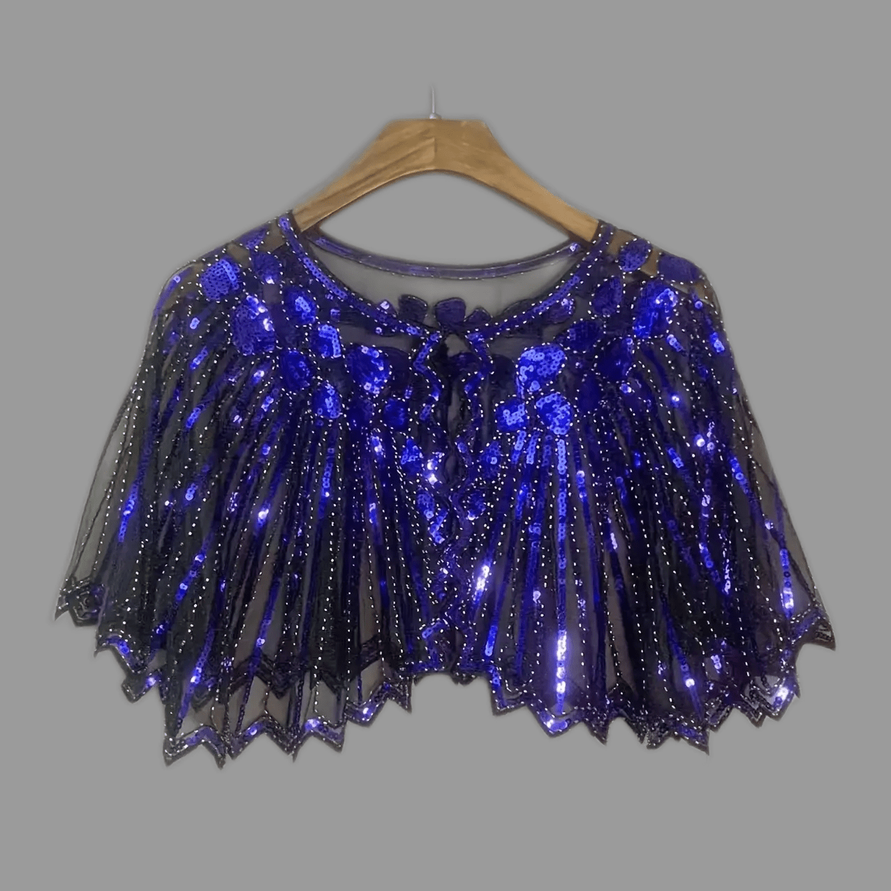 Sequin Beaded Embroidery Shawl Vintage Flapper Cape Mesh Dress Shawl
