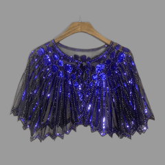 Sequin Beaded Embroidery Shawl Vintage Flapper Cape Mesh Dress Shawl