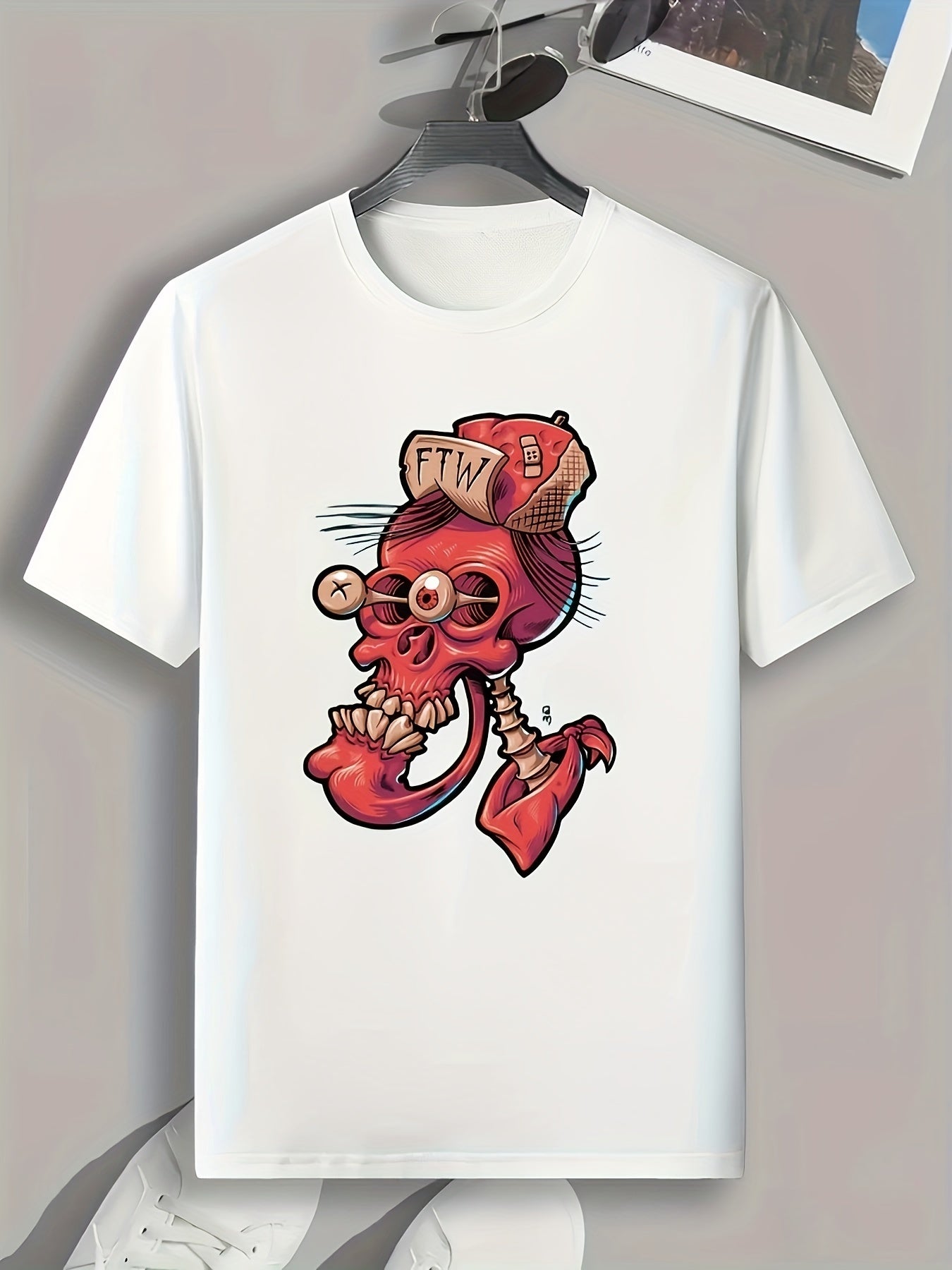 Skull Print Men's Graphic T-shirt for Summer