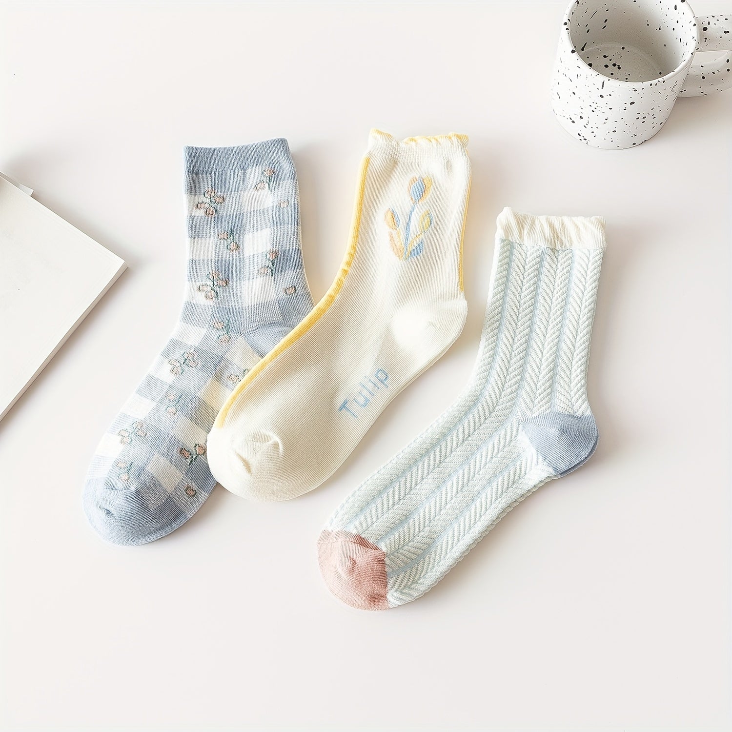 3 Pairs Tulip Ruffle Socks Sweet & Mid Tube Women's Stockings