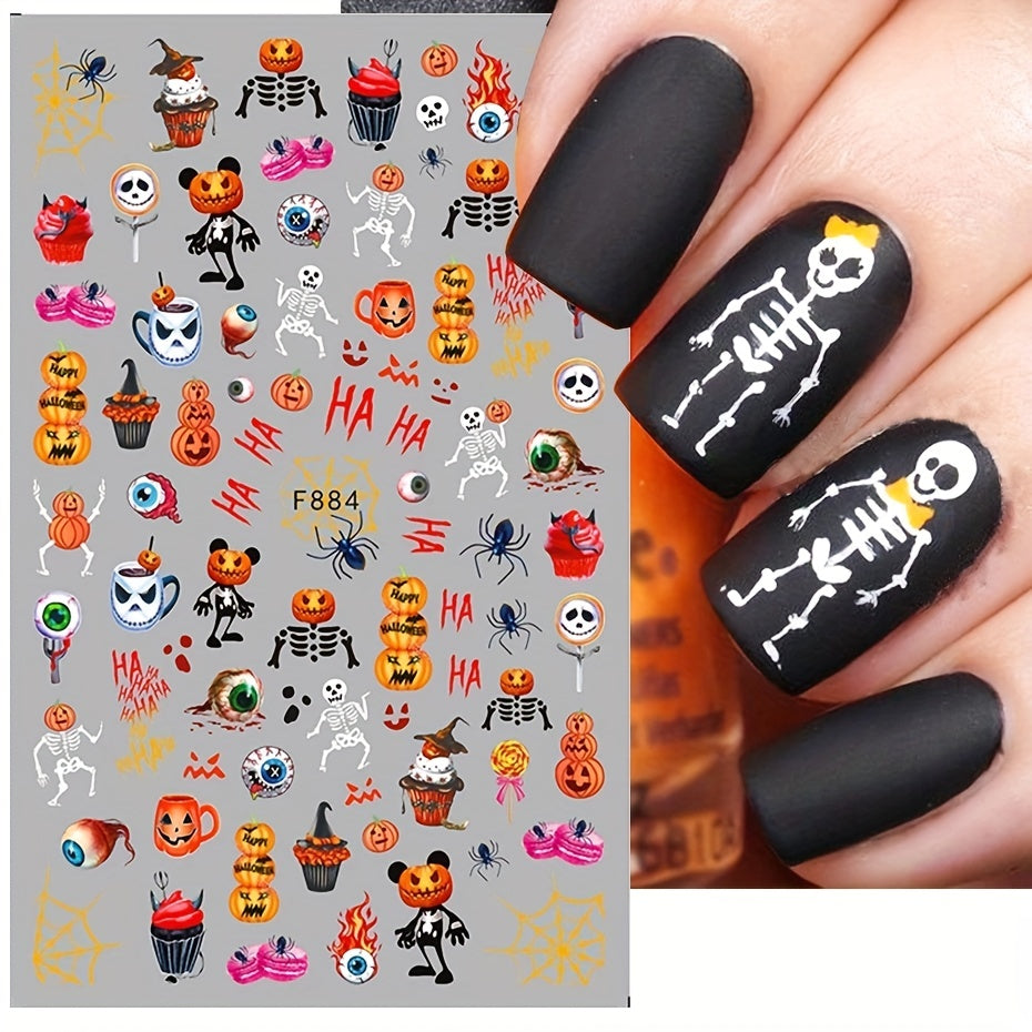 Halloween Nail Art Stickers Self Adhesive Pumpkin Ghost Skeleton Nail Art Decals