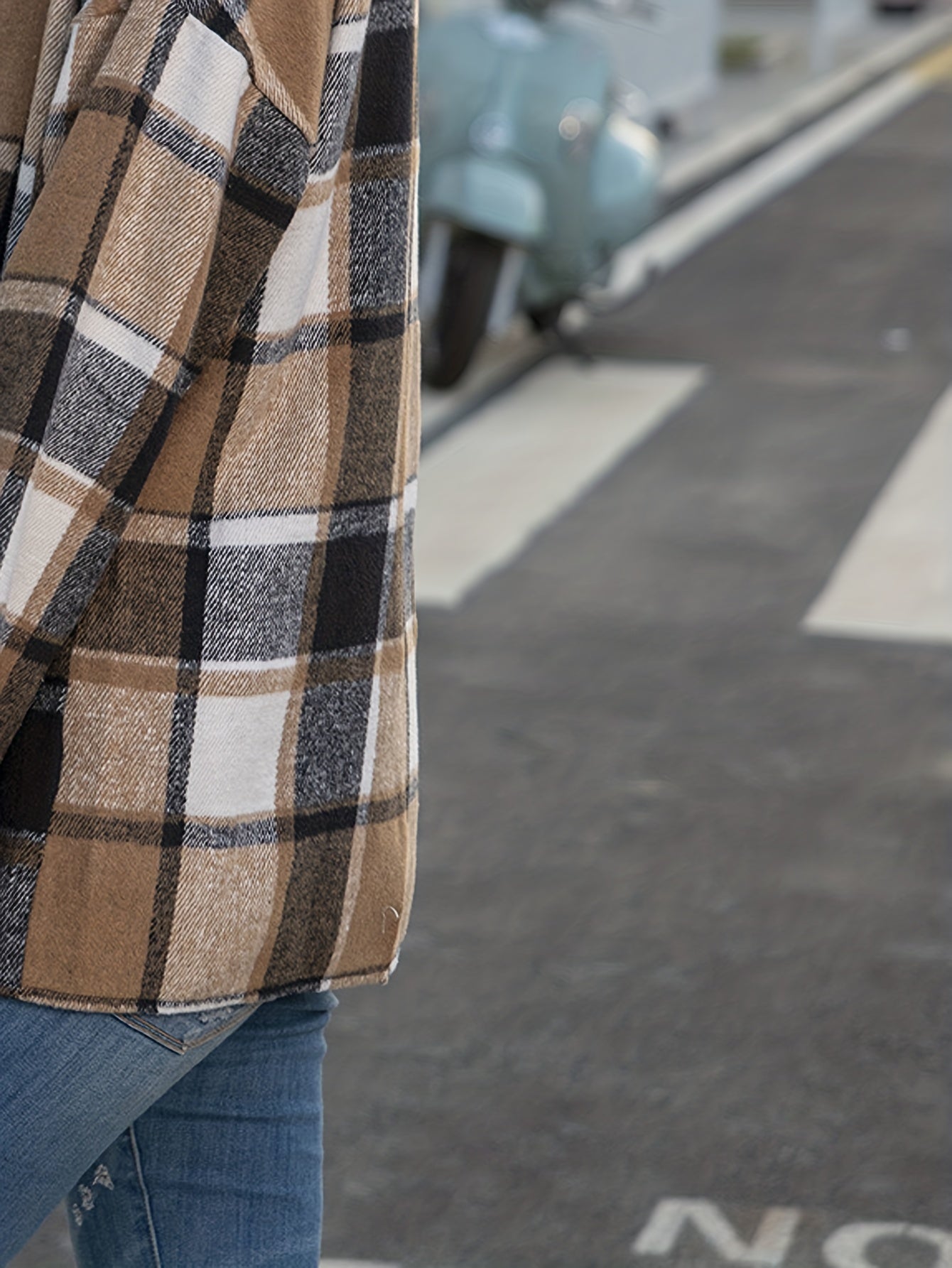  Plaid Print Long Sleeve Button Up Collar Shirt