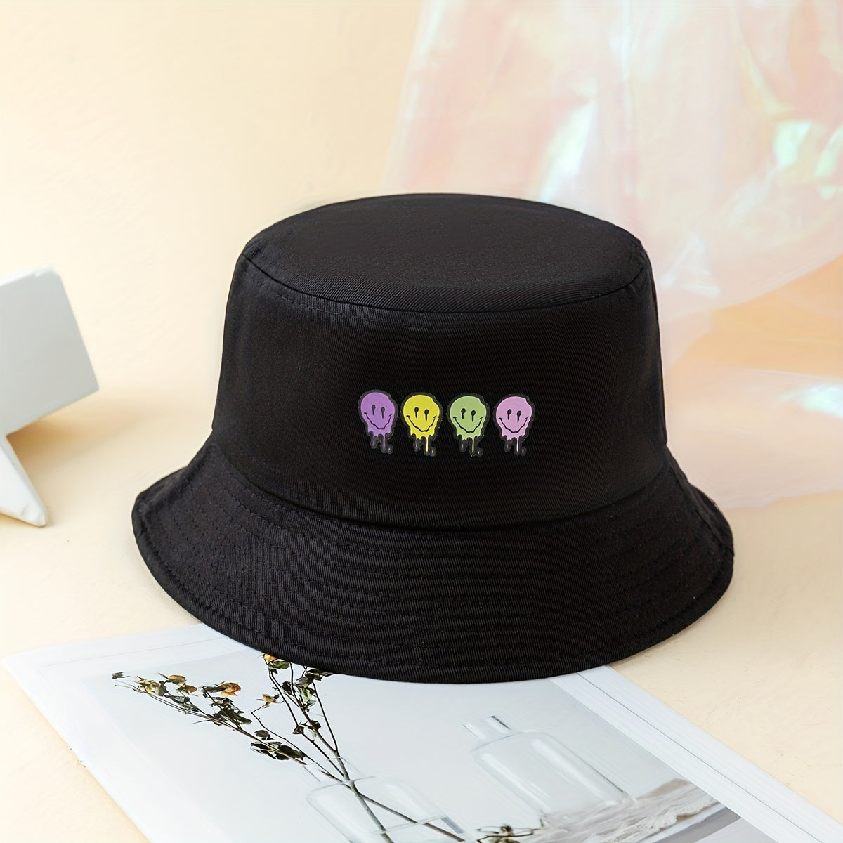 Melting Face Printed Bucket Hat Unisex Fisherman Cap