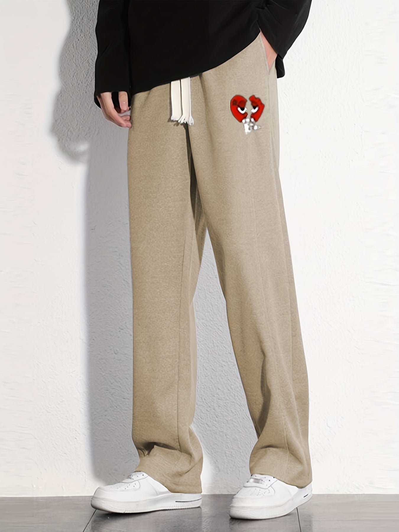 Funny Cartoon Heart Graphic Print Men's Sweatpants