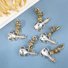 10pcs Guitar Crystal Hair Rings Hippie Style Hair Accessories