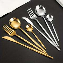 24 Pcs Stainless Steel Portuguese Tableware Set