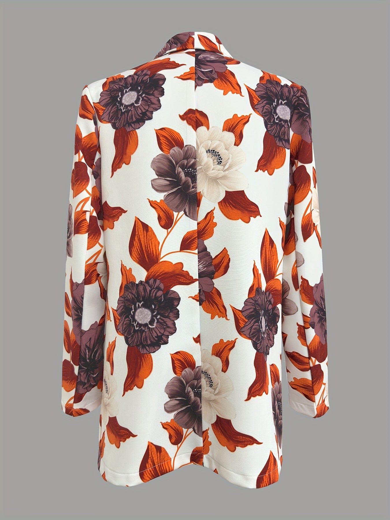 Floral Print Open Front Lapel Collar Blazer Casual Long Sleeve Blazer