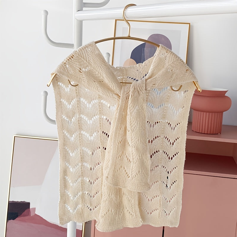 Geometric Hollow Out Shawl Knitted Warm Wrap Thin Breathable Cape Cardigan