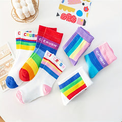 Colorful Rainbow Crew Socks for Kids