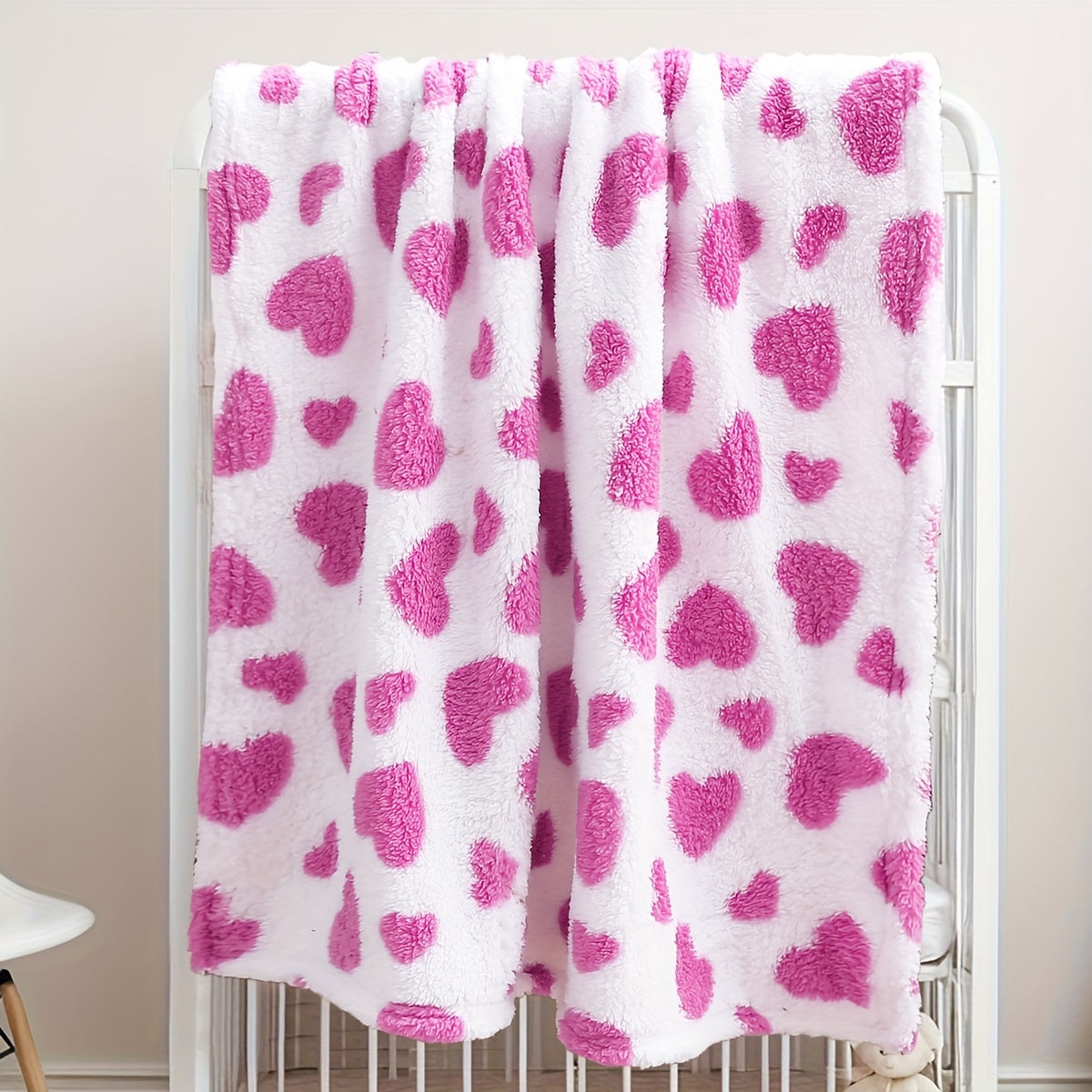 Soft Plush Love Heart Blanket for Kids Purple