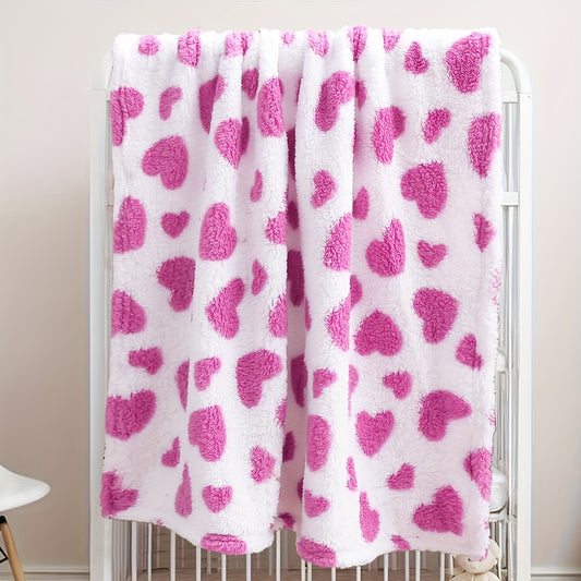 Soft Plush Love Heart Blanket for Kids Purple
