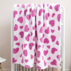 Soft Plush Love Heart Blanket for Kids Purple