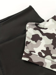  Camo Criss Cross Bra & Mesh Leggings Set