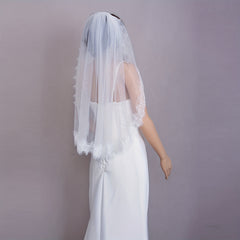Floral Pattern 1m Bridal Veil Soft & Comfortable Wedding Veil for Women