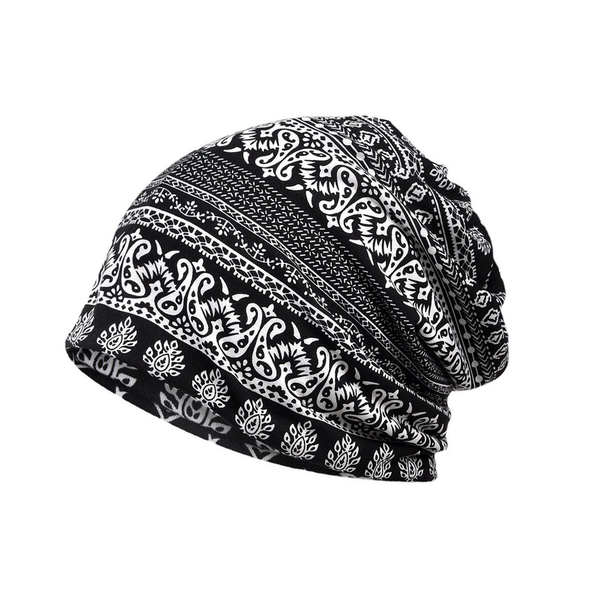 Paisley Print Double Layer Cotton Beanie Cap