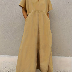 Batwing Sleeve V-Neck Maxi Dress With Pockets
