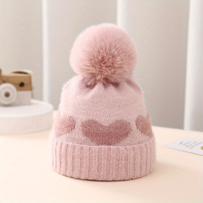 Winter Baby Hat Jacquard Love Knitted Hat Double Layer Thickened Beanie Hat