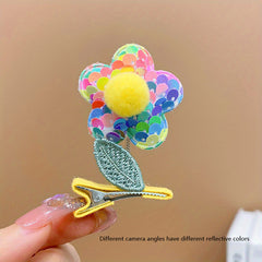 Sequin Flower Hair Clip Baby Girls Hair Clip With Coli Spring Duck Billed Clip
