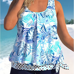  Tropical Print Tankini Set with Shorts