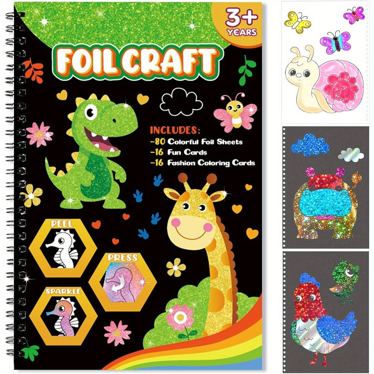 Foil Craft Animal DIY Art Kit - Creative No Mess Art Fun Set for Kids