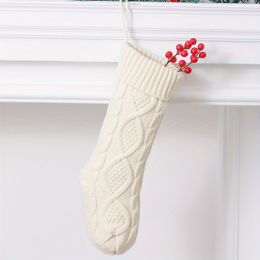 2 Pack 45 72 Cm Cable Knitted Large Size Christmas Stockings & Decorations