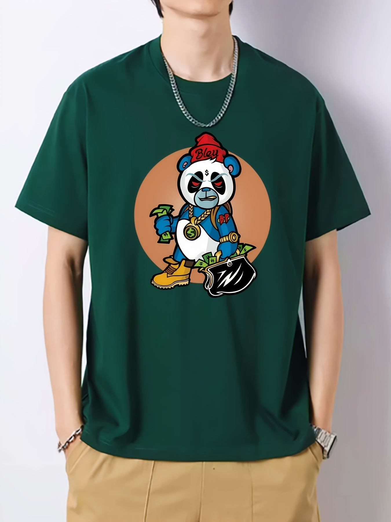 Angry Bear Pattern Print Men's Graphic Cotton Crew Neck Active T shirt
