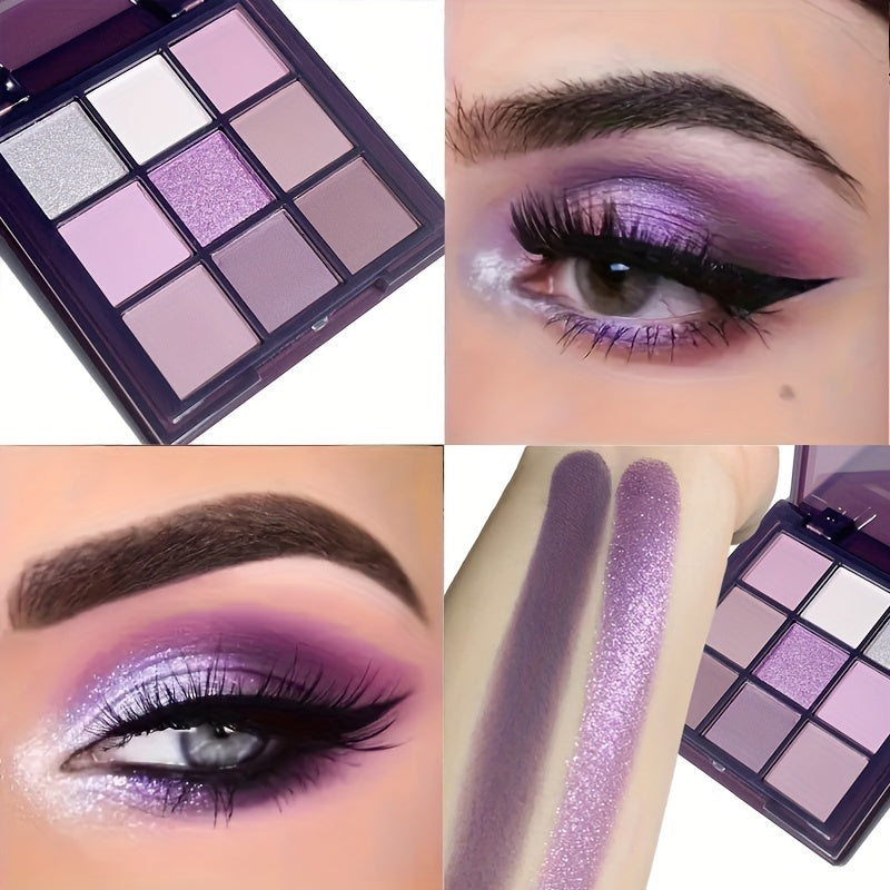 Purple Eyeshadow Palette Matte & Shimmer Finish Long Lasting High Pigment