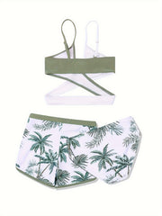 3pcs Girls Coconut Swimsuit Set for Summer Hawaii Vacay