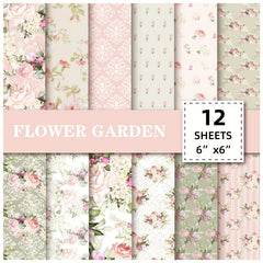 12pcs Flower Series Scrapbook Paper Background DIY Photo Album Art Card