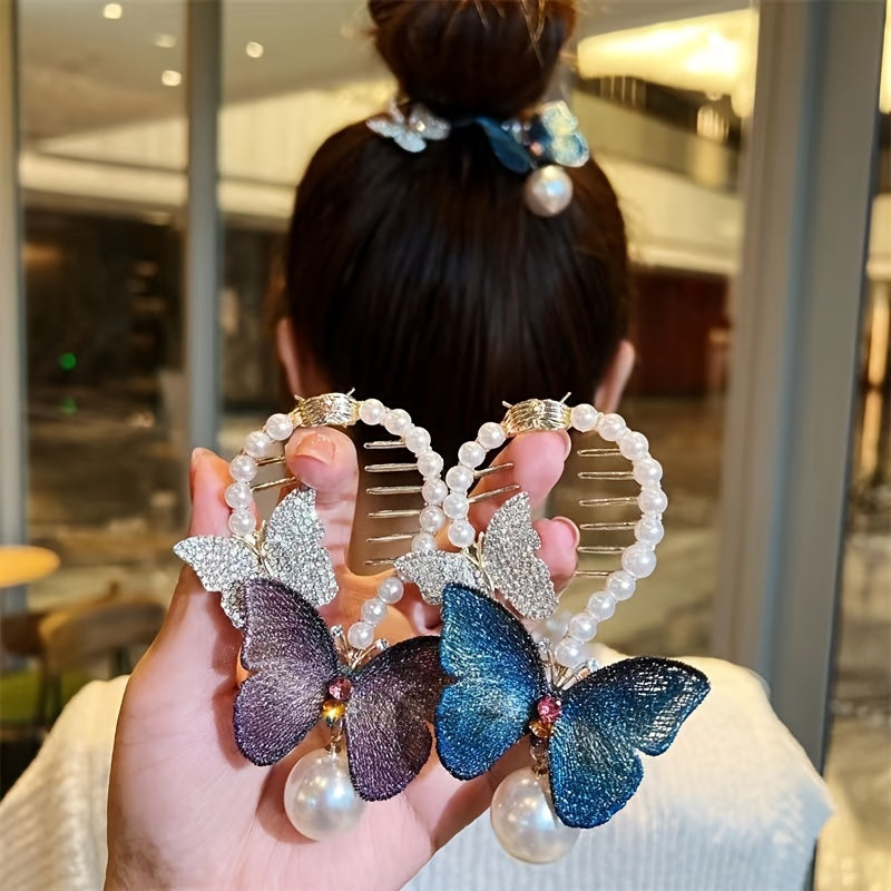 Retro Butterfly Hair Comb Clip Headdress for Women Girls