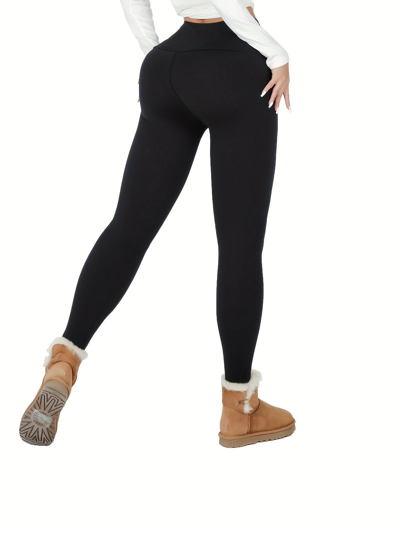 Women's Thermal Fleece Lined High Waist Yoga Leggings With Pocket