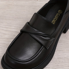 Women's Strap Flat Loafers Round Toe Faux Leather Slip On Shoes