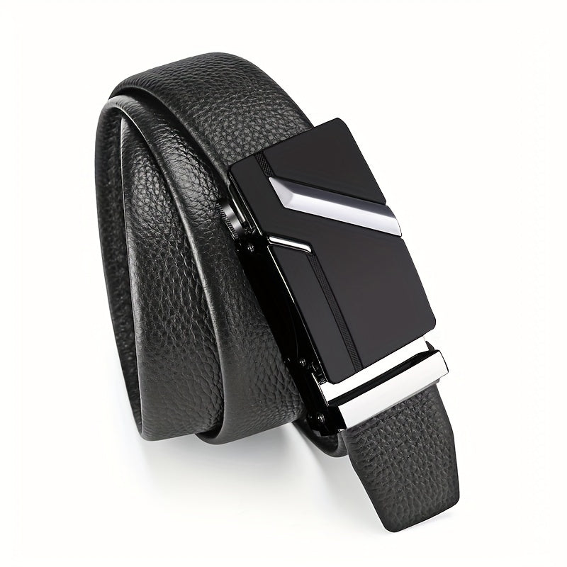 Men's Faux Leather Automatic Buckle Business Belt - 47inch