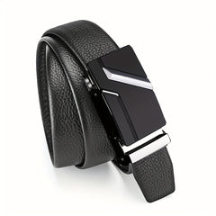 Men's Faux Leather Automatic Buckle Business Belt - 47inch