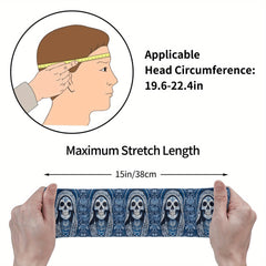 Skull Sports Headband Sweat Wicking Stretchy Polyester