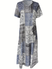  Boho Graphic Print Maxi Dress