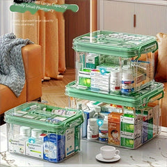 Clear Purpose Storage Box with Lid Waterproof Organizer for Medicine Large Cap