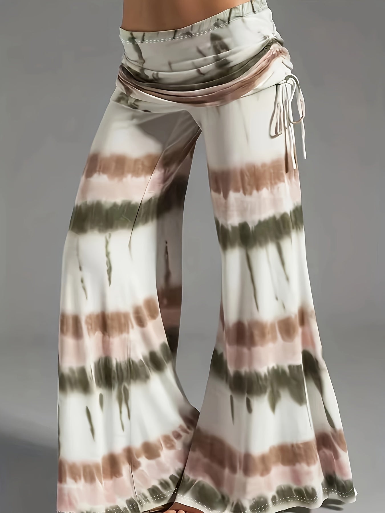  Cowl Neck Tank Top & Tie Dye Wide Leg Pants 2 Piece Set