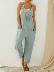 Pocket Solid Tank Jumpsuit Loose Casual Women's Clothing