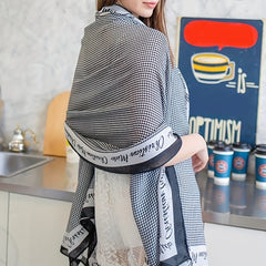 Houndstooth Print Satin Square Scarf Bandana Neckerchief Head Wrap