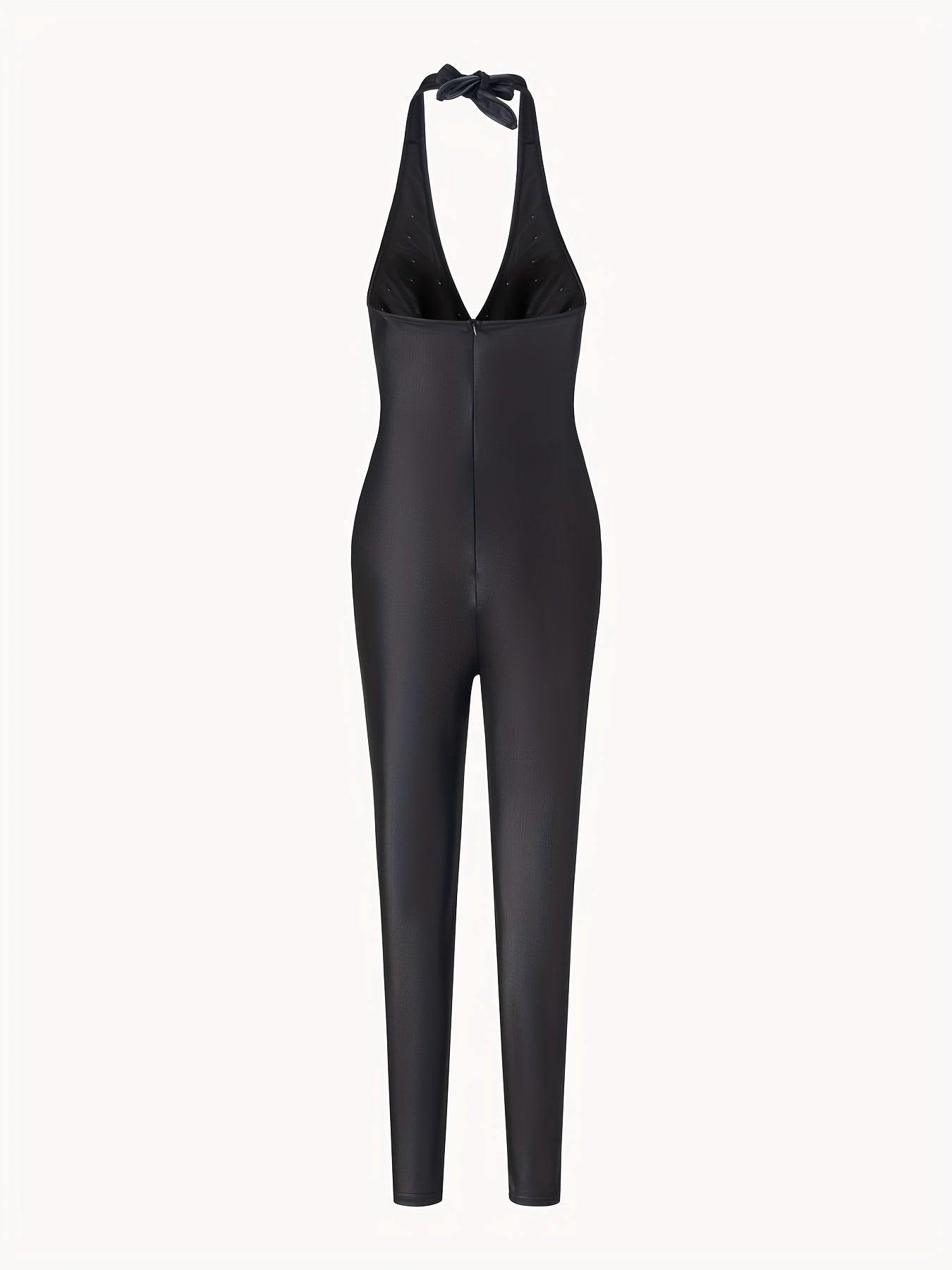 Beaded Cross Halter Neck Jumpsuit Cut Out Backless